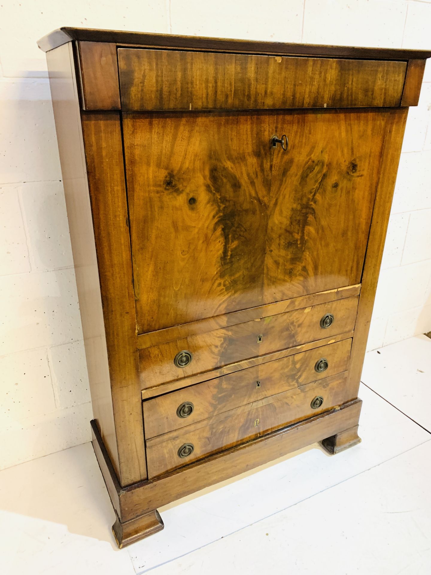 Flame mahogany veneer secretaire - Image 4 of 10