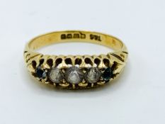 18ct gold 5 stone ring