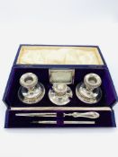 Edwardian silver travelling desk set