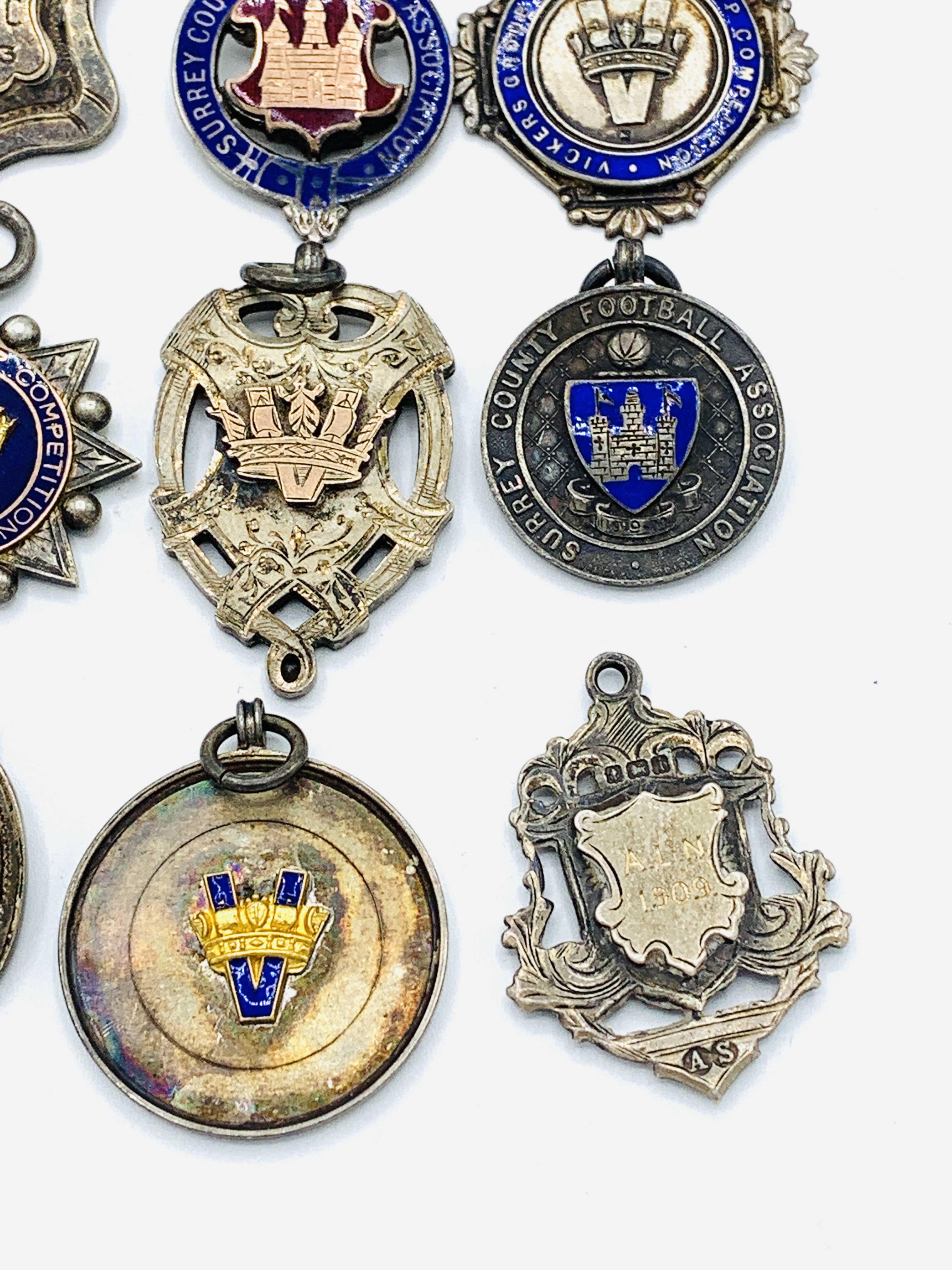 Sixteen hallmarked silver football related medals mainly from the 1920s - Image 4 of 6