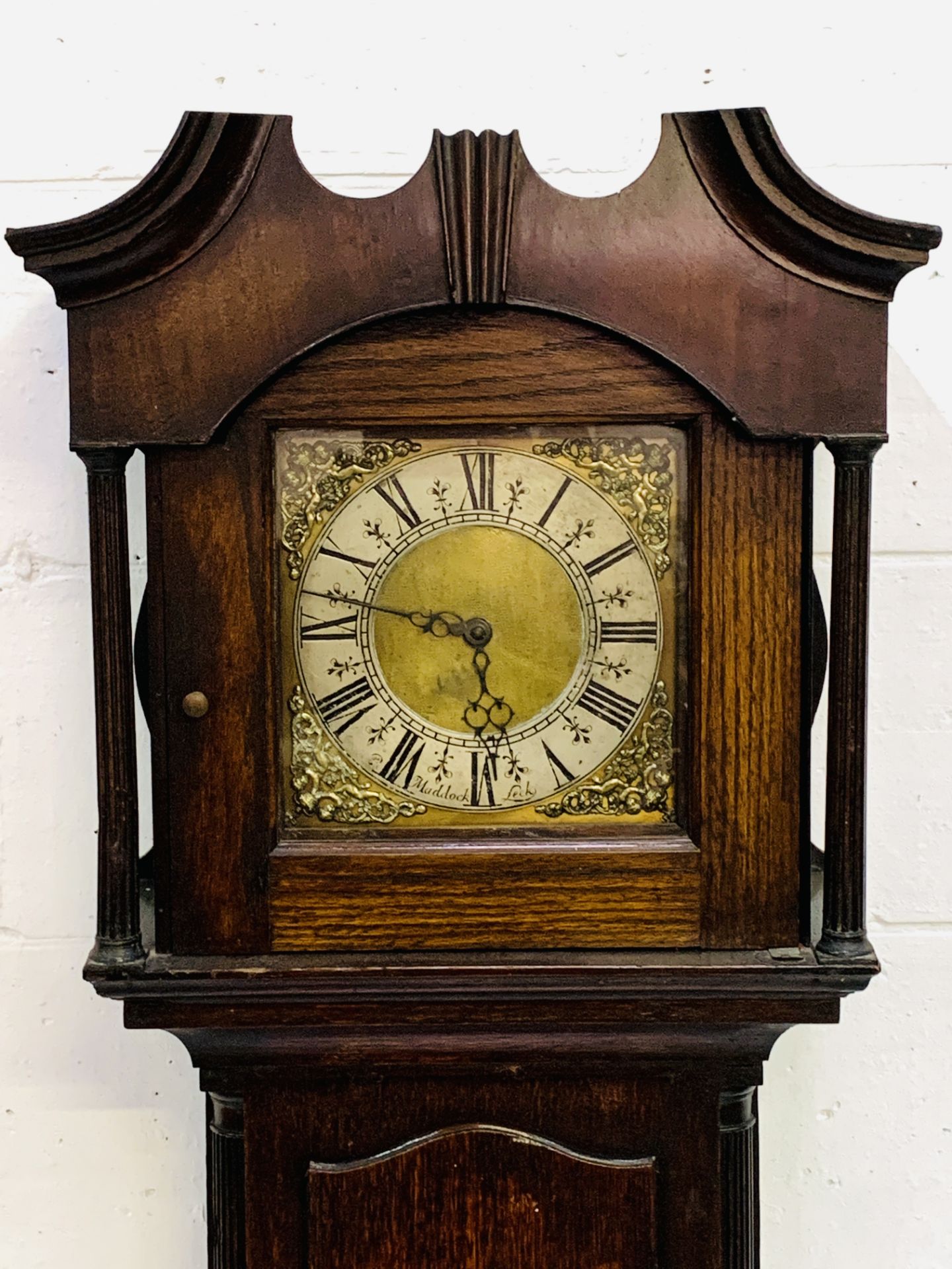 Early to mid-eighteenth century mahogany long case clock with brass face engraved R Maddock, Leek, - Image 2 of 8