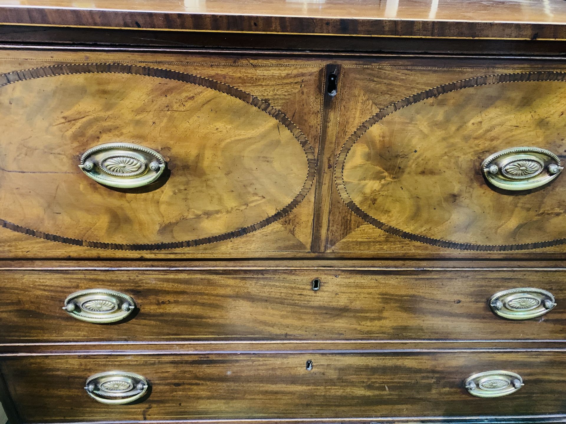 19th century inlaid mahogany secretaire - Image 2 of 6