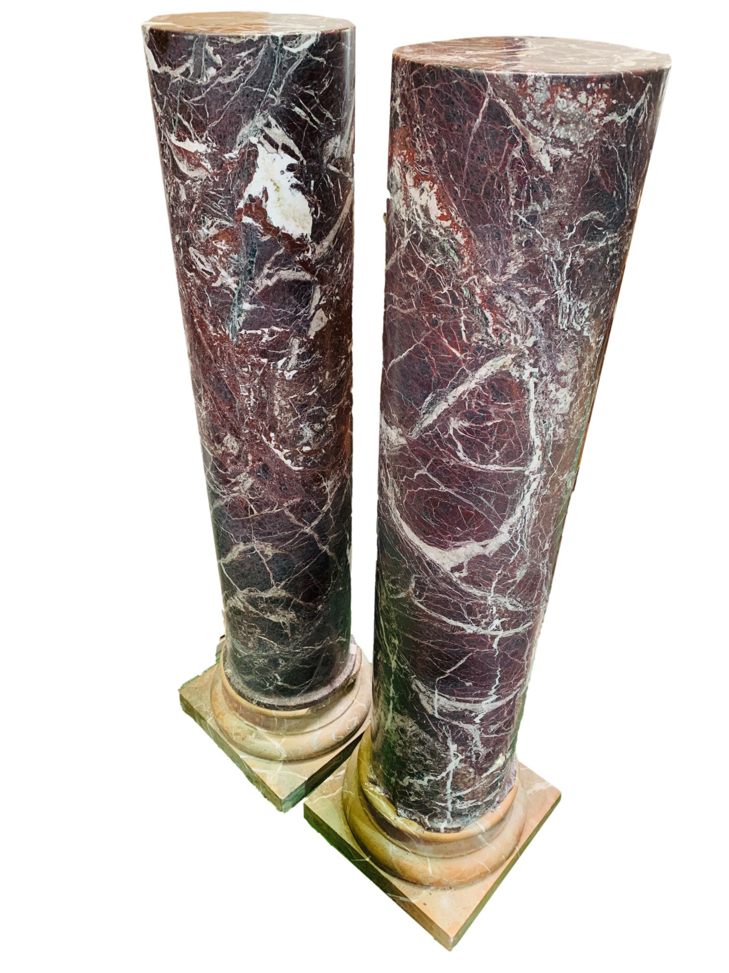 A pair of emperador marble columns