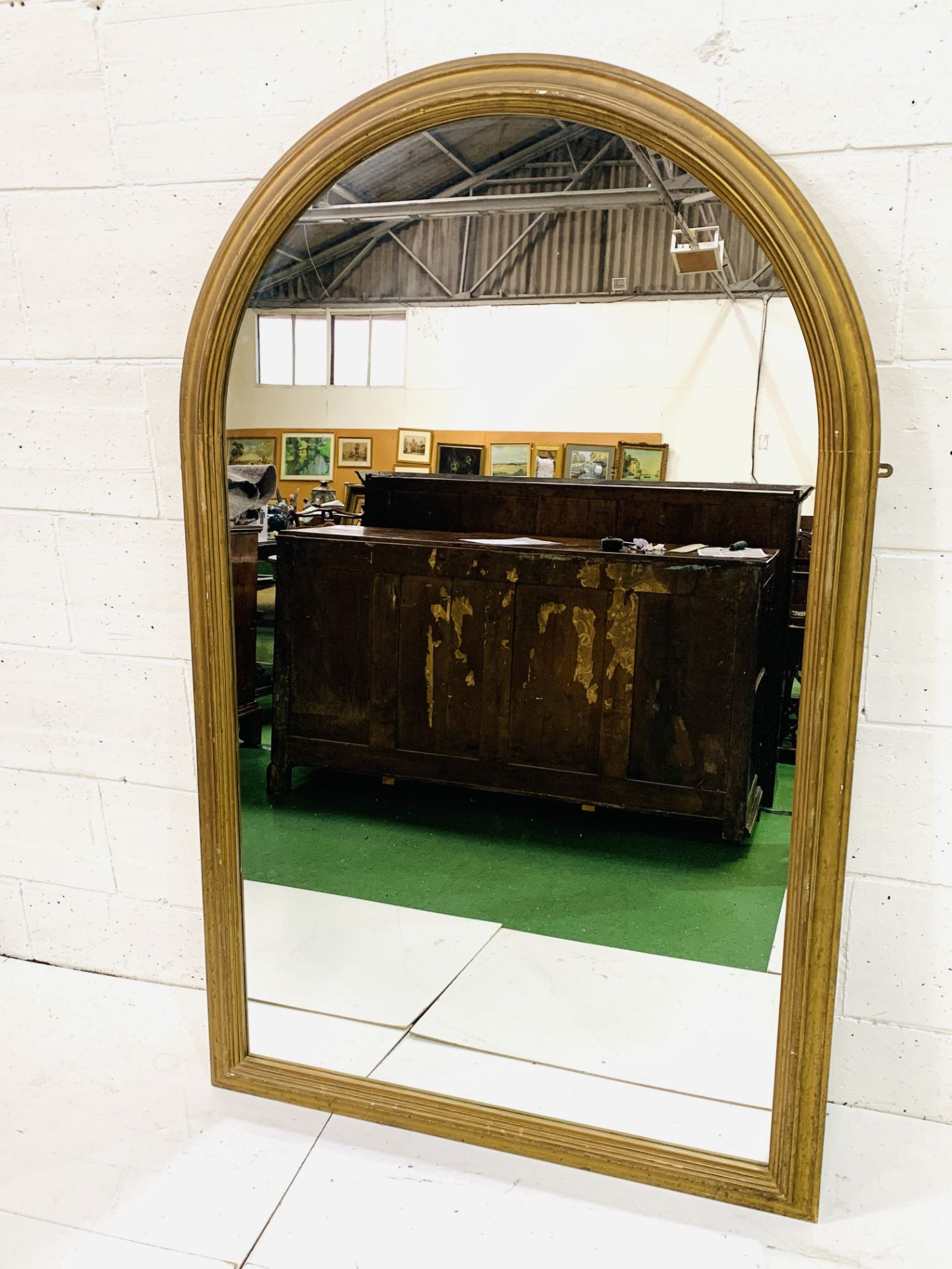 Gilt framed arch top wall mirror - Image 2 of 3