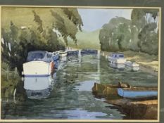 Framed and glazed watercolour 'Boats at Goring'