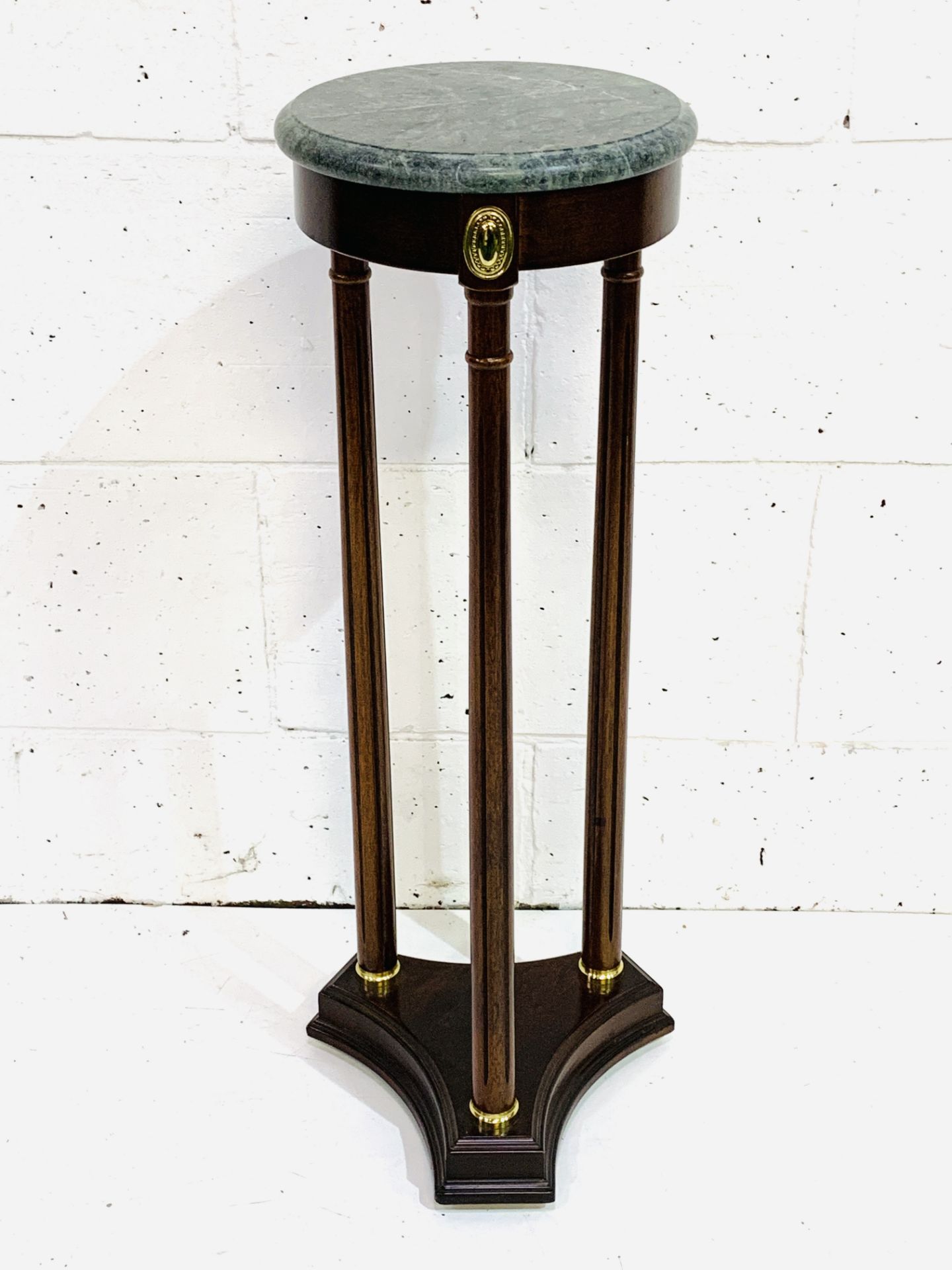 Grey marble top and mahogany display table