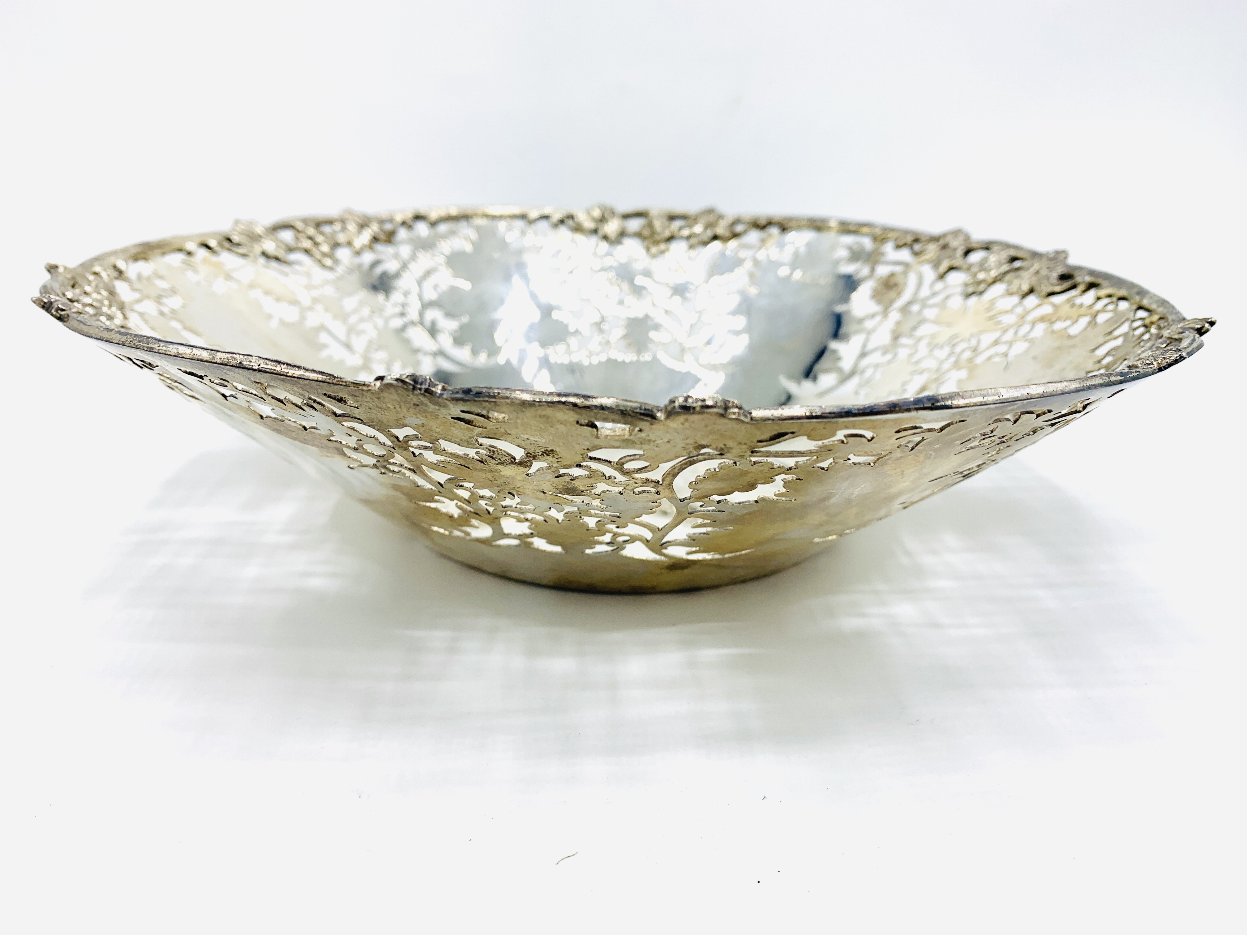 A silver pierced sided fruit bowl by J B Chatterley & Sons Ltd