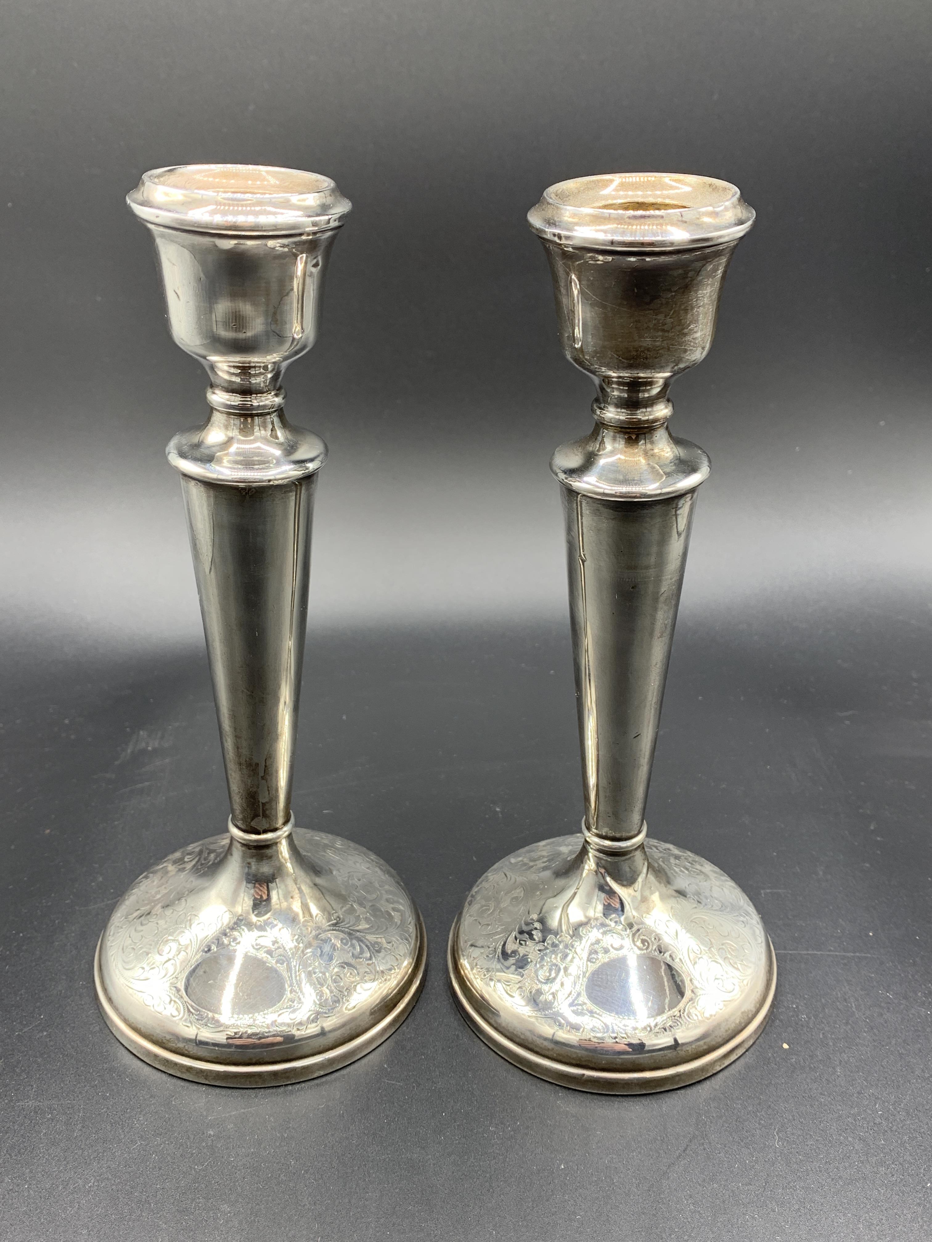 A pair of silver candlesticks by Charles S Green & Co Ltd - Image 2 of 3