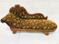 Carved mahogany framed chaise longue