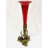 Ormolu and cranberry glass Epergne, height 48cms.