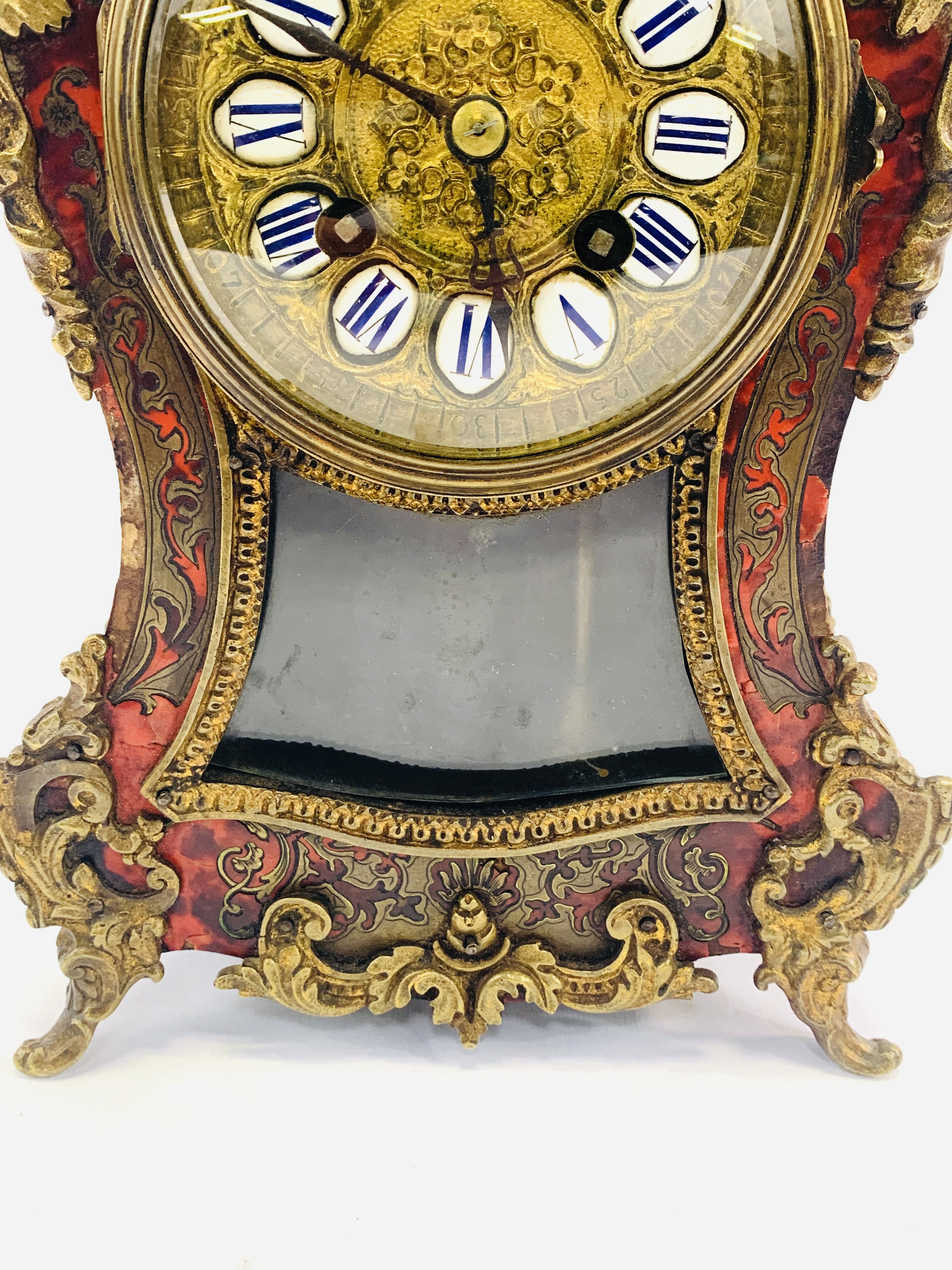 French boulle work mantel clock - Image 7 of 8