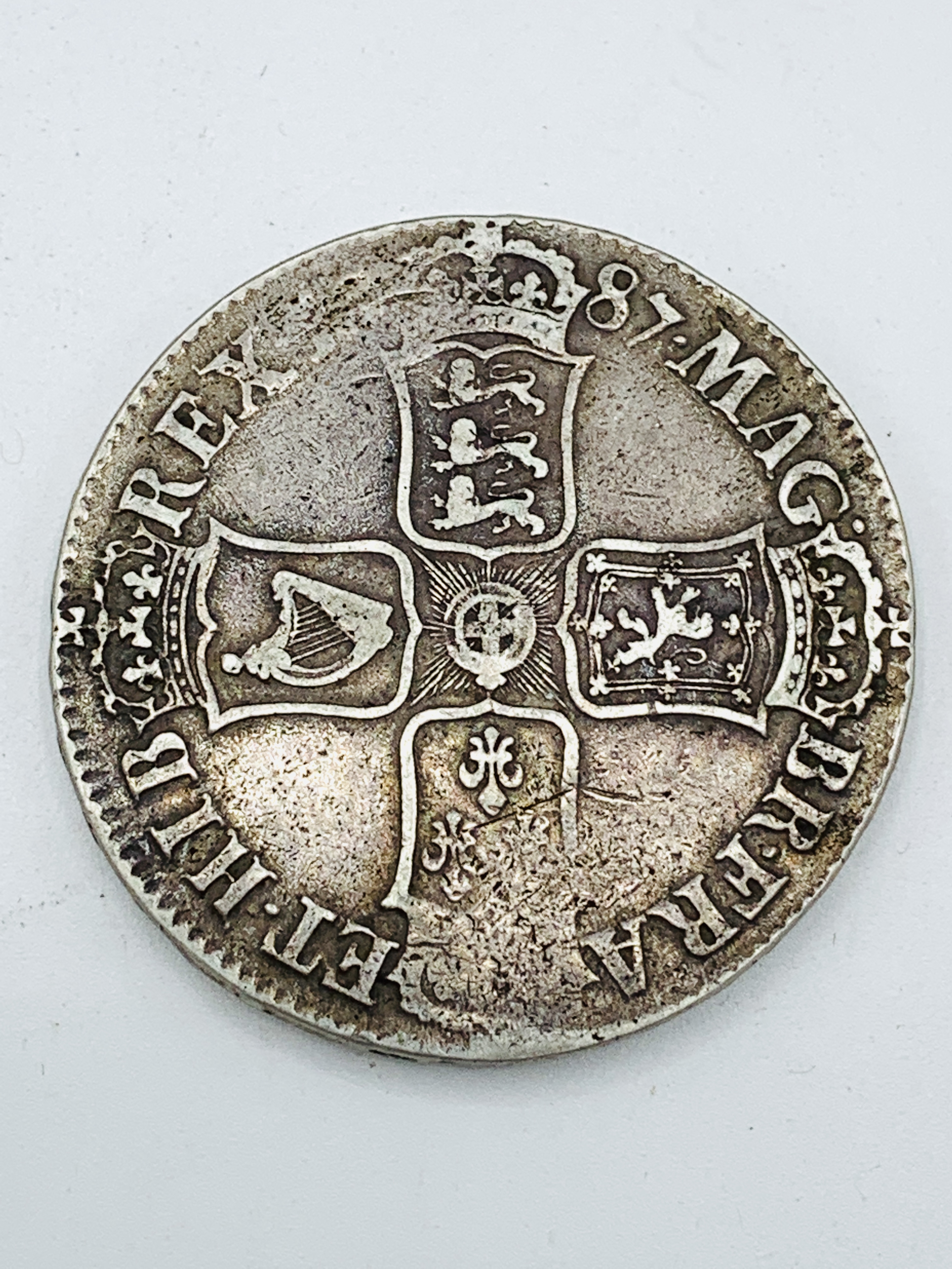 James II silver crown 1687 - Image 2 of 3