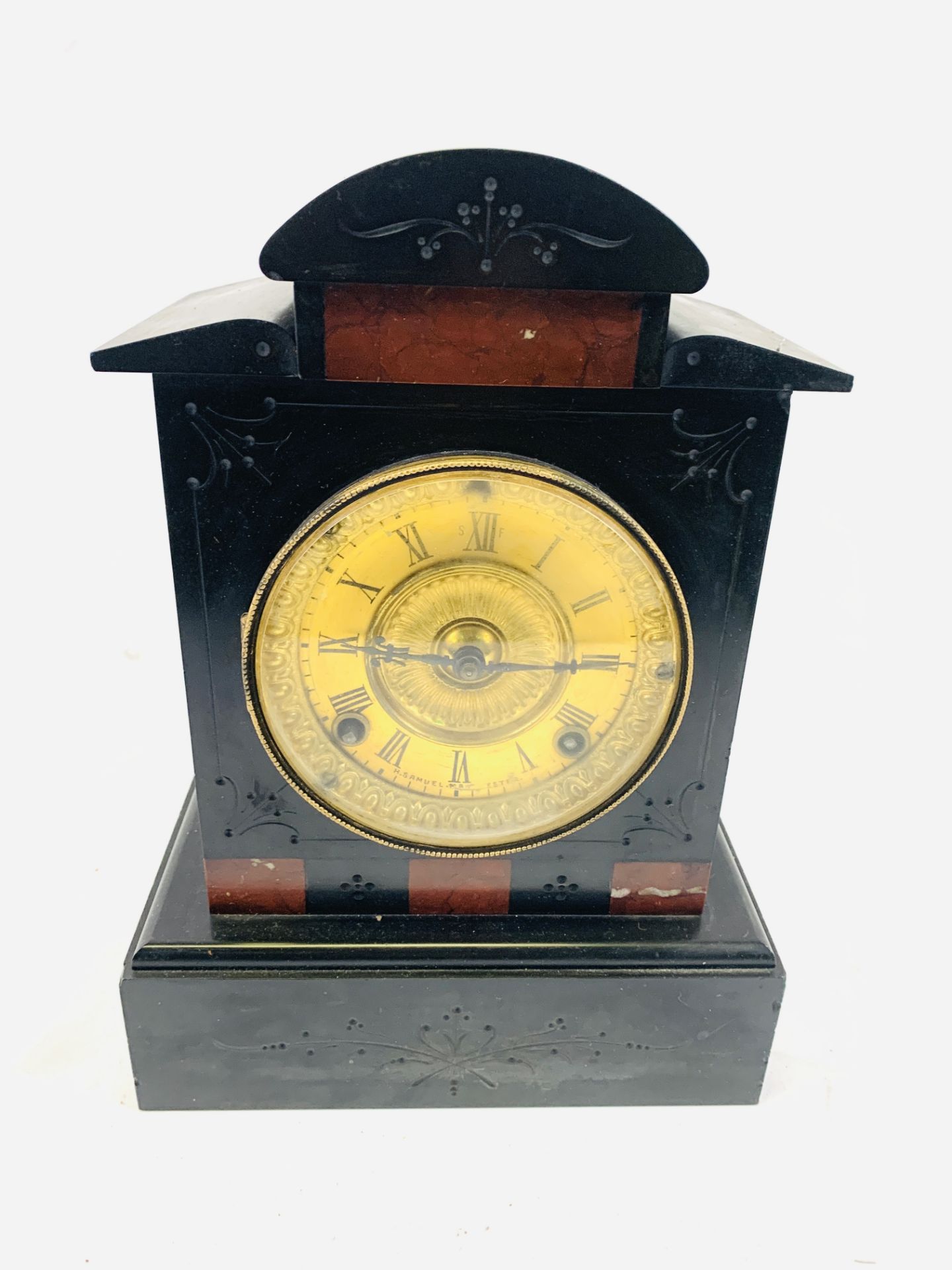 Three slate mantel clocks together with a wood cased mantel clock - Image 3 of 4