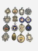 Sixteen hallmarked silver football related medals mainly from the 1920s