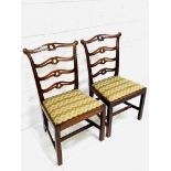 Pair of Georgian mahogany ladder back dining chairs