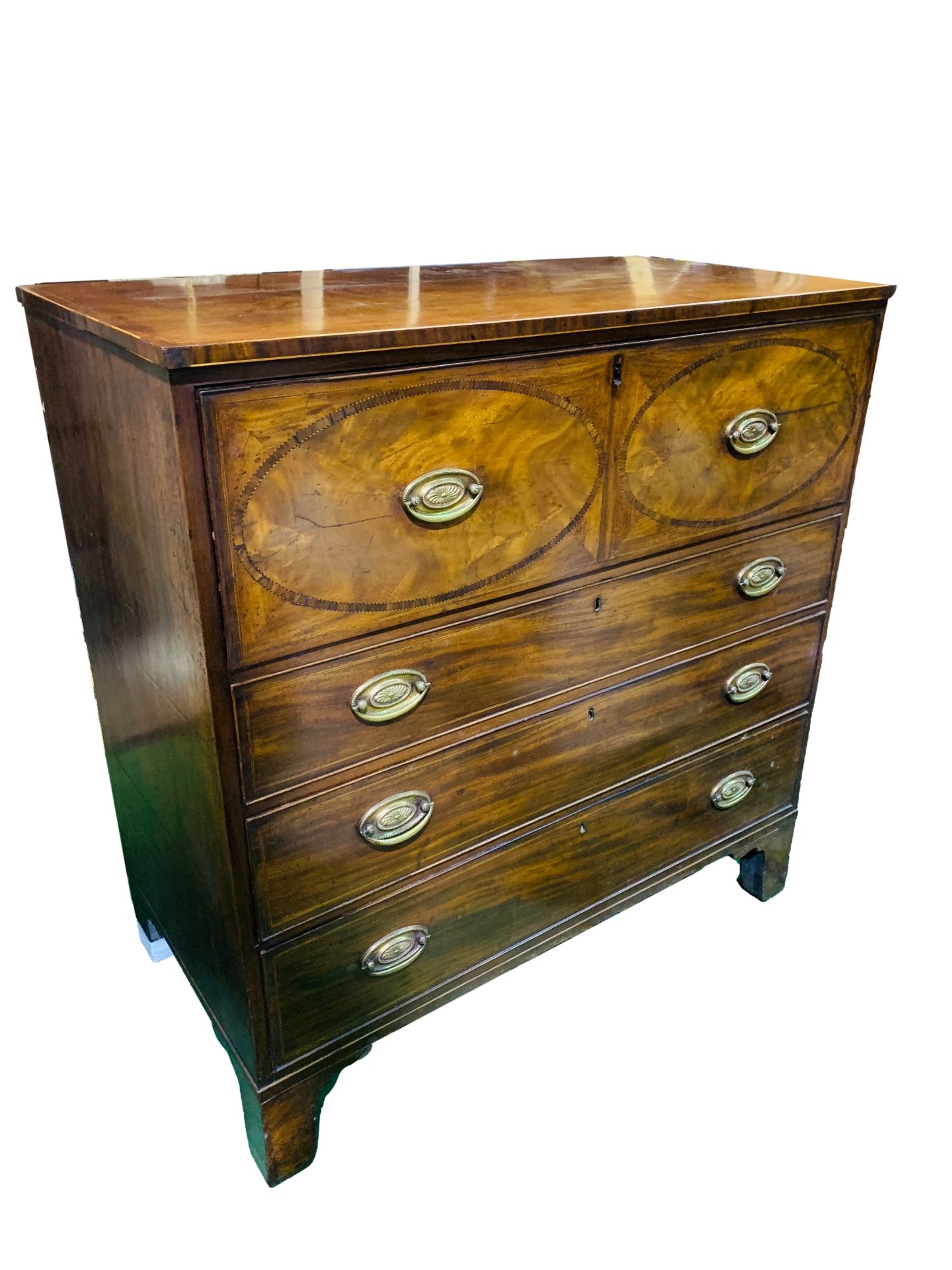 19th century inlaid mahogany secretaire