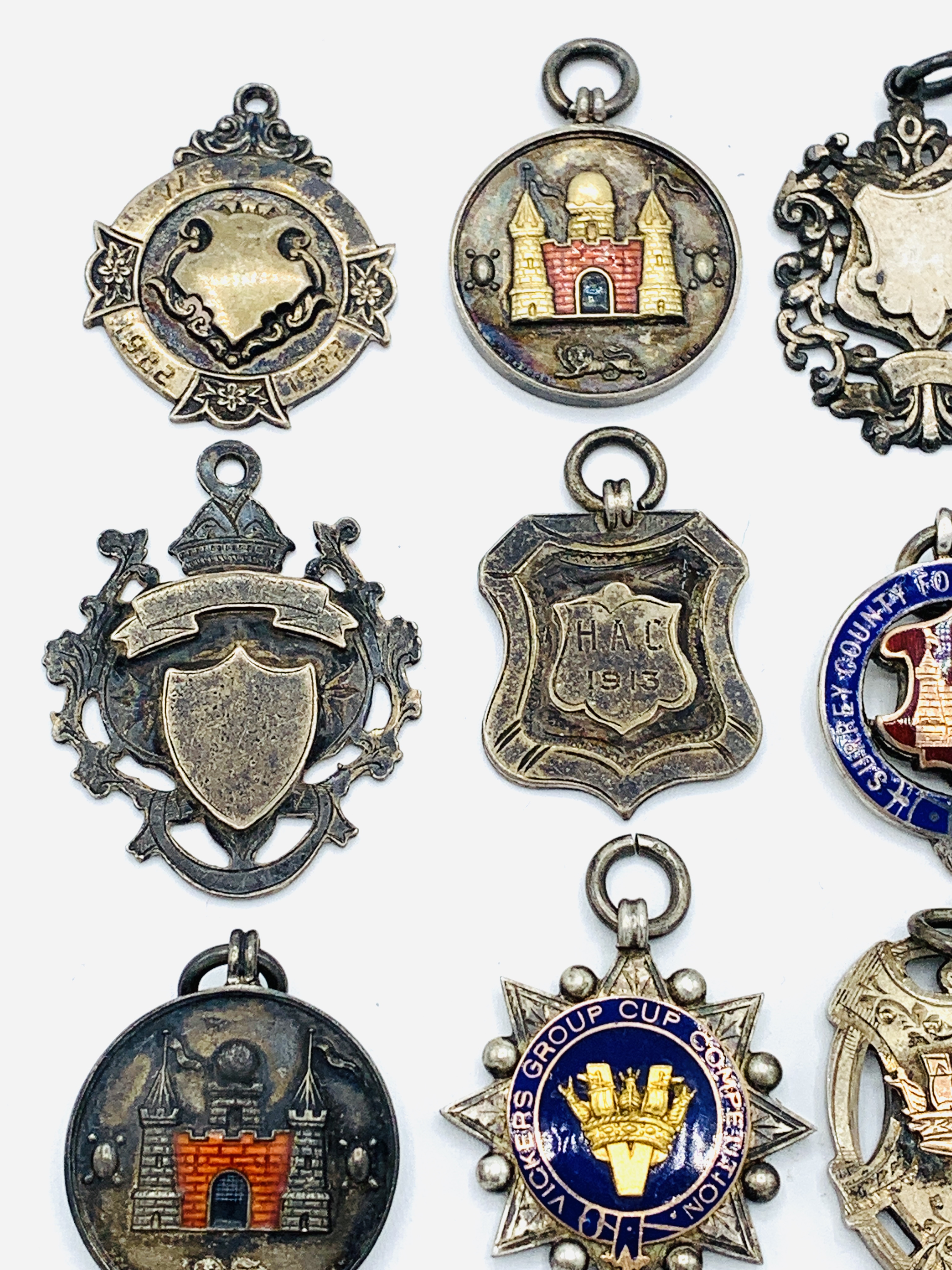 Sixteen hallmarked silver football related medals mainly from the 1920s - Image 6 of 6