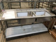 Double bowl left hand sink and drainer with undershelf