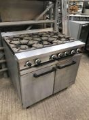 Falcon natural gas Dominator six burner commercial stainless steel range.