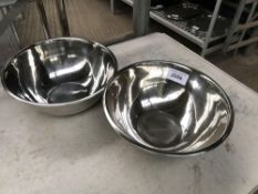 Two stainless steel mixing bowls