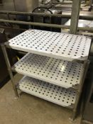 Three tier table with perforations