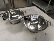 Two stainless steel colanders