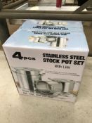 Four piece stock pot set