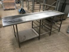 Stainless steel pass through dishwasher table with tray racks