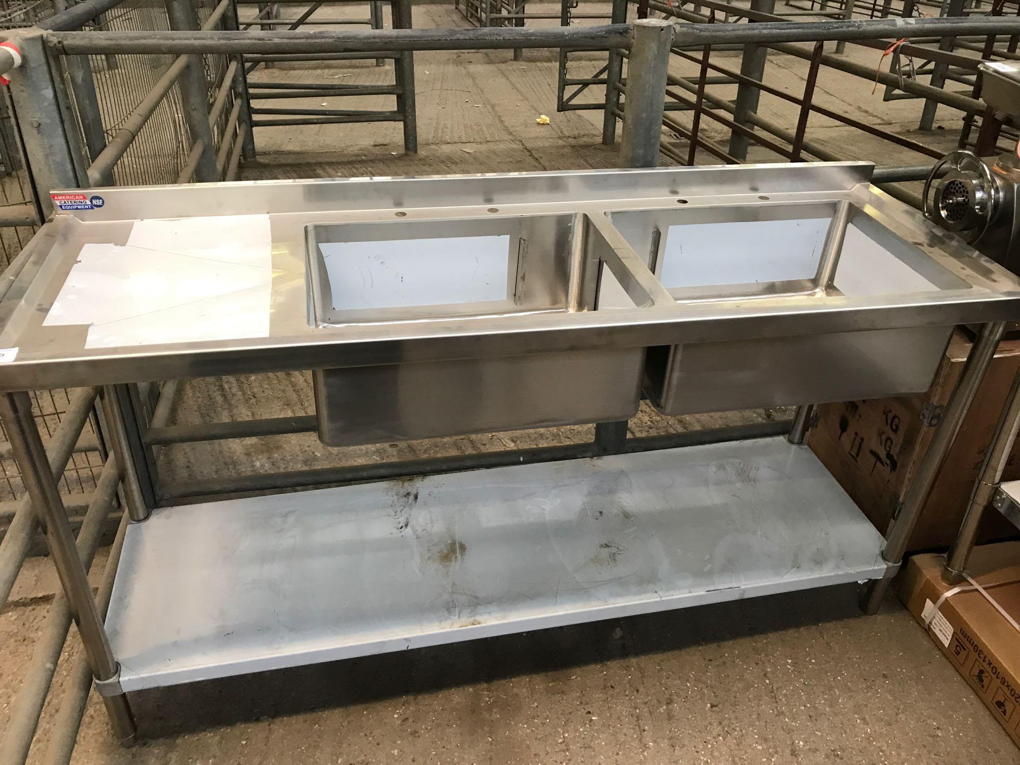 Double bowl left hand sink and drainer with undershelf