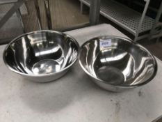 Two stainless steel mixing bowls