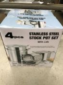 Four new stainless steel stock pot set