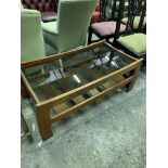 Teak glass top coffee table