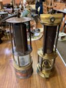 Thomas & Williams, Aberdare, brass safety lamp, and a brass safety lamp