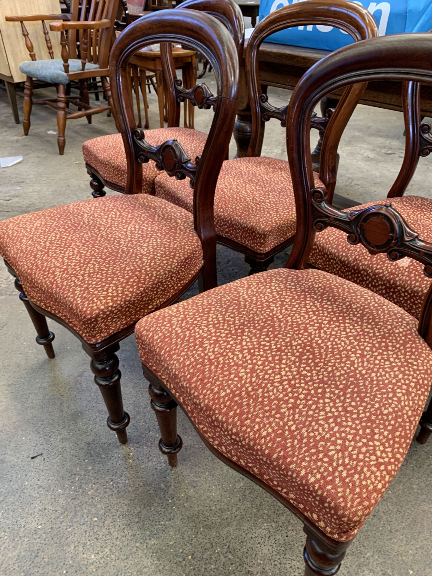 Set of six mahogany framed balloon back chairs - Image 3 of 6