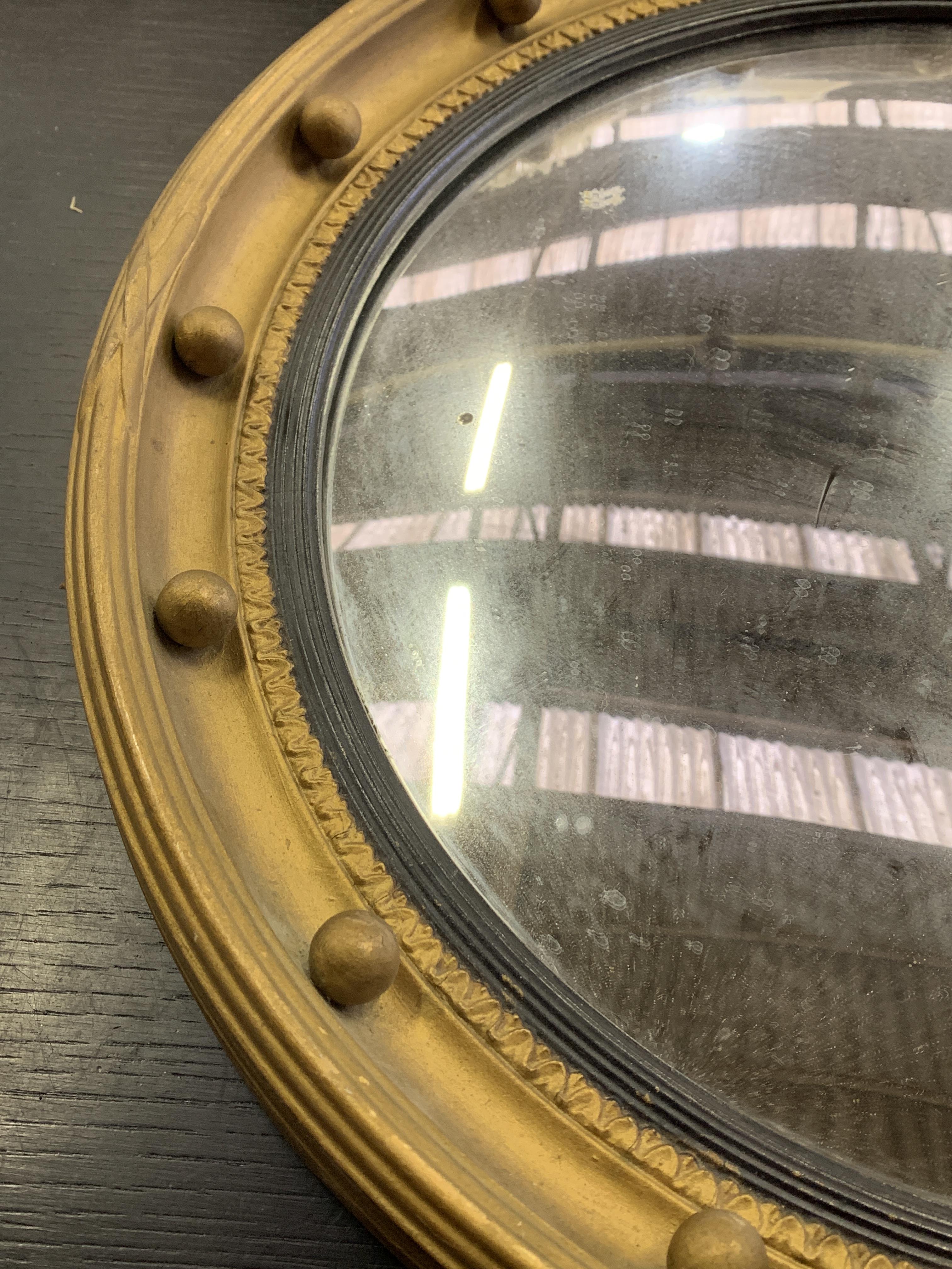 Gilt wood framed circular convex mirror, - Image 3 of 3