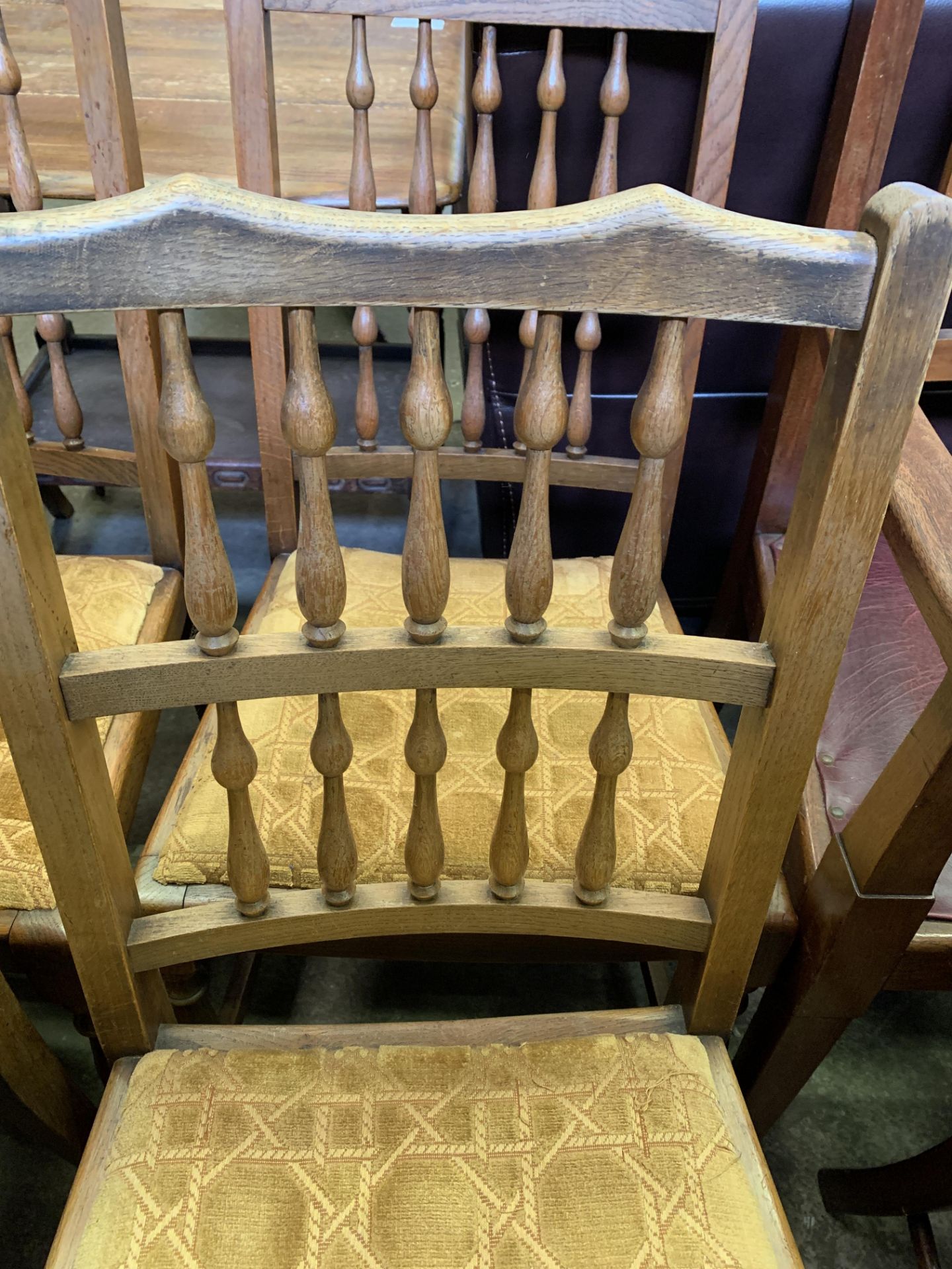 Four oak framed spindle back dining chairs - Image 6 of 8