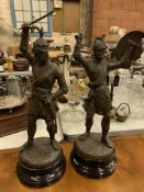 Two spelter figures of warriors