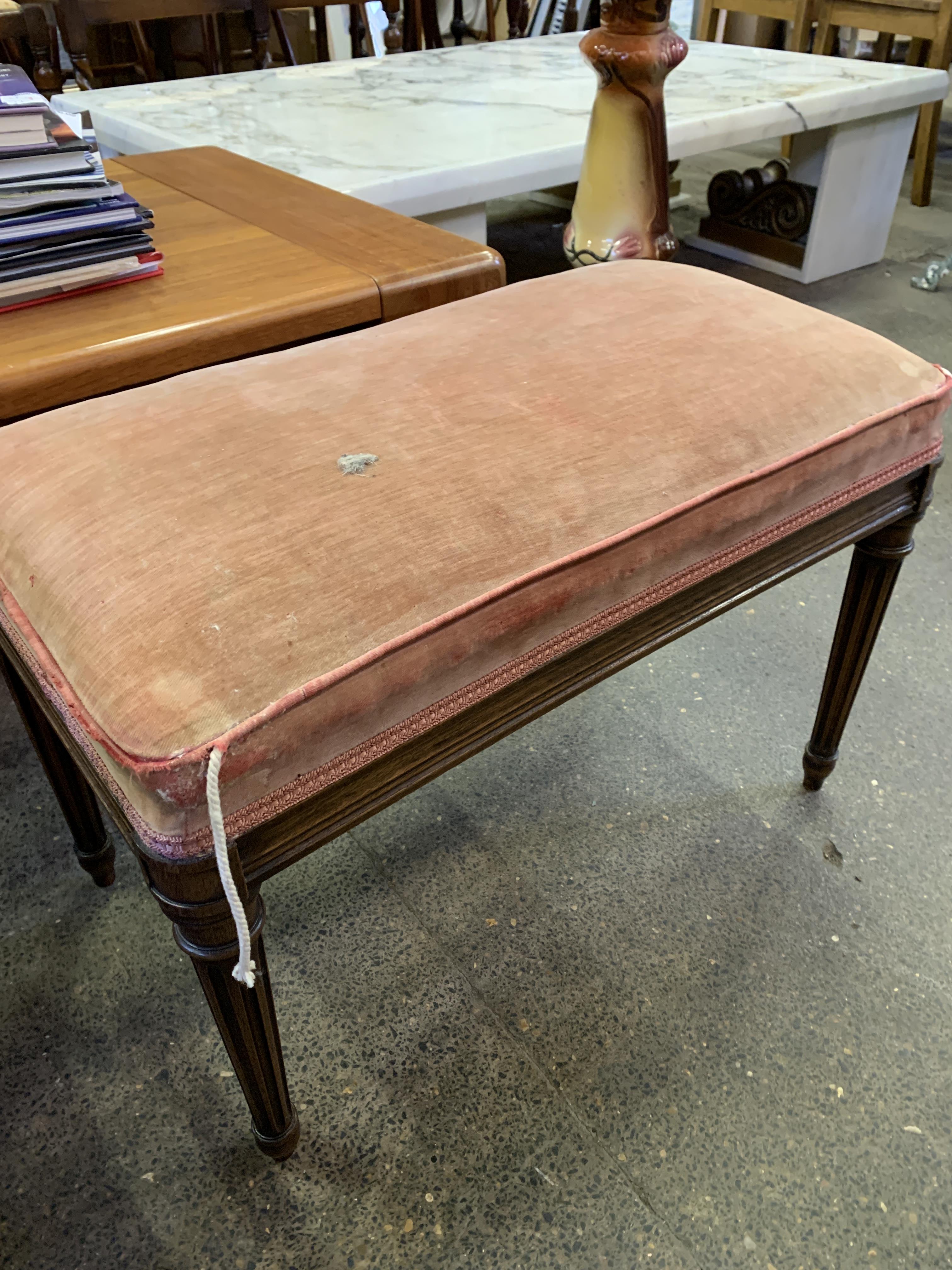 Mahogany Canterbury and a mahogany framed upholstered stool - Image 2 of 4