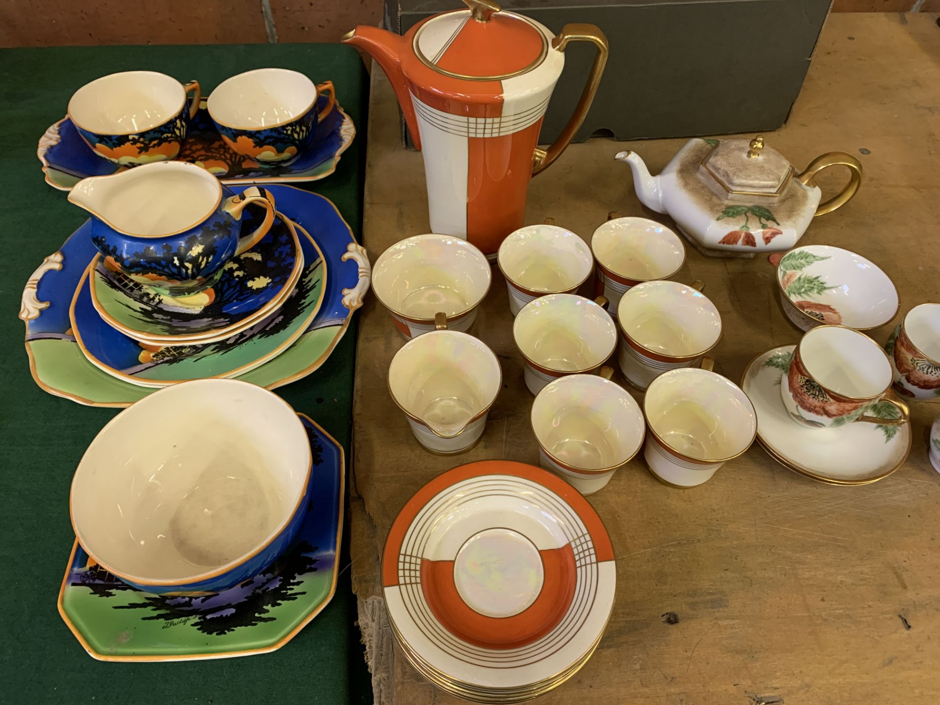 Two Art Deco style part tea sets and another
