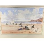 Framed and glazed watercolour of a beach scene signed Edward Shanksyer, with another.