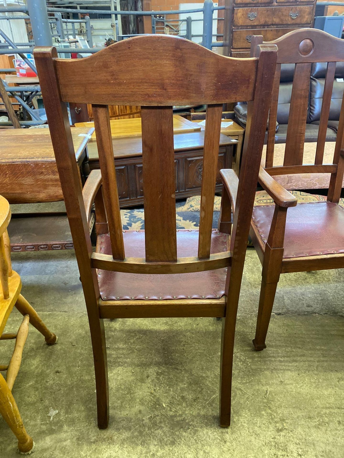 Two Arts and Crafts style hall chairs, together with a mahogany dining chair - Image 5 of 8