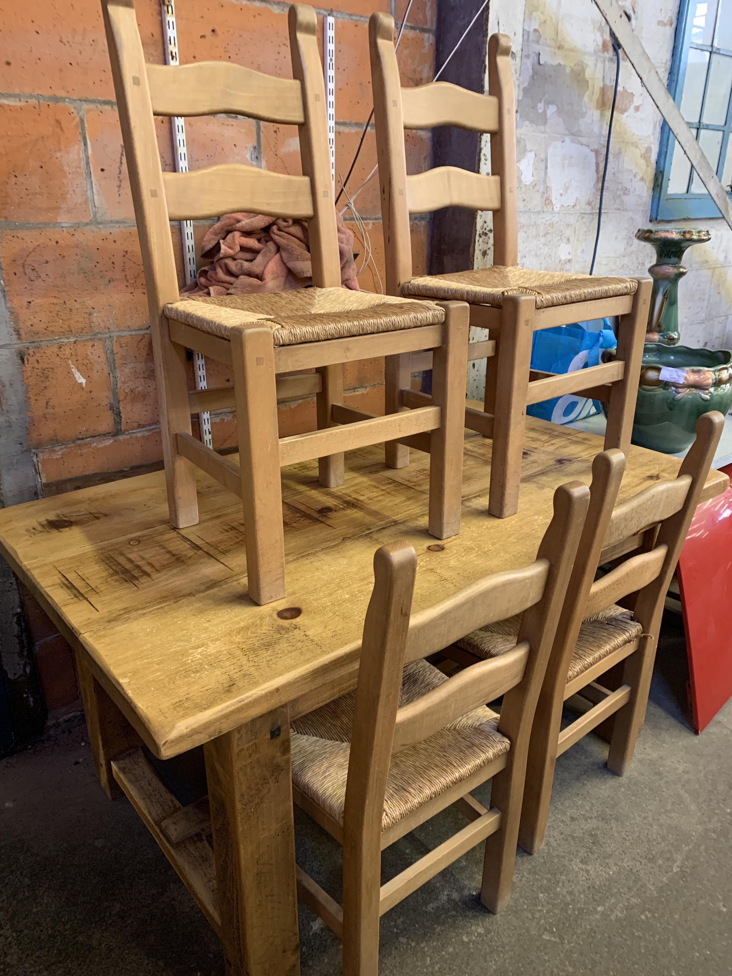Pine table with 4 beech chairs
