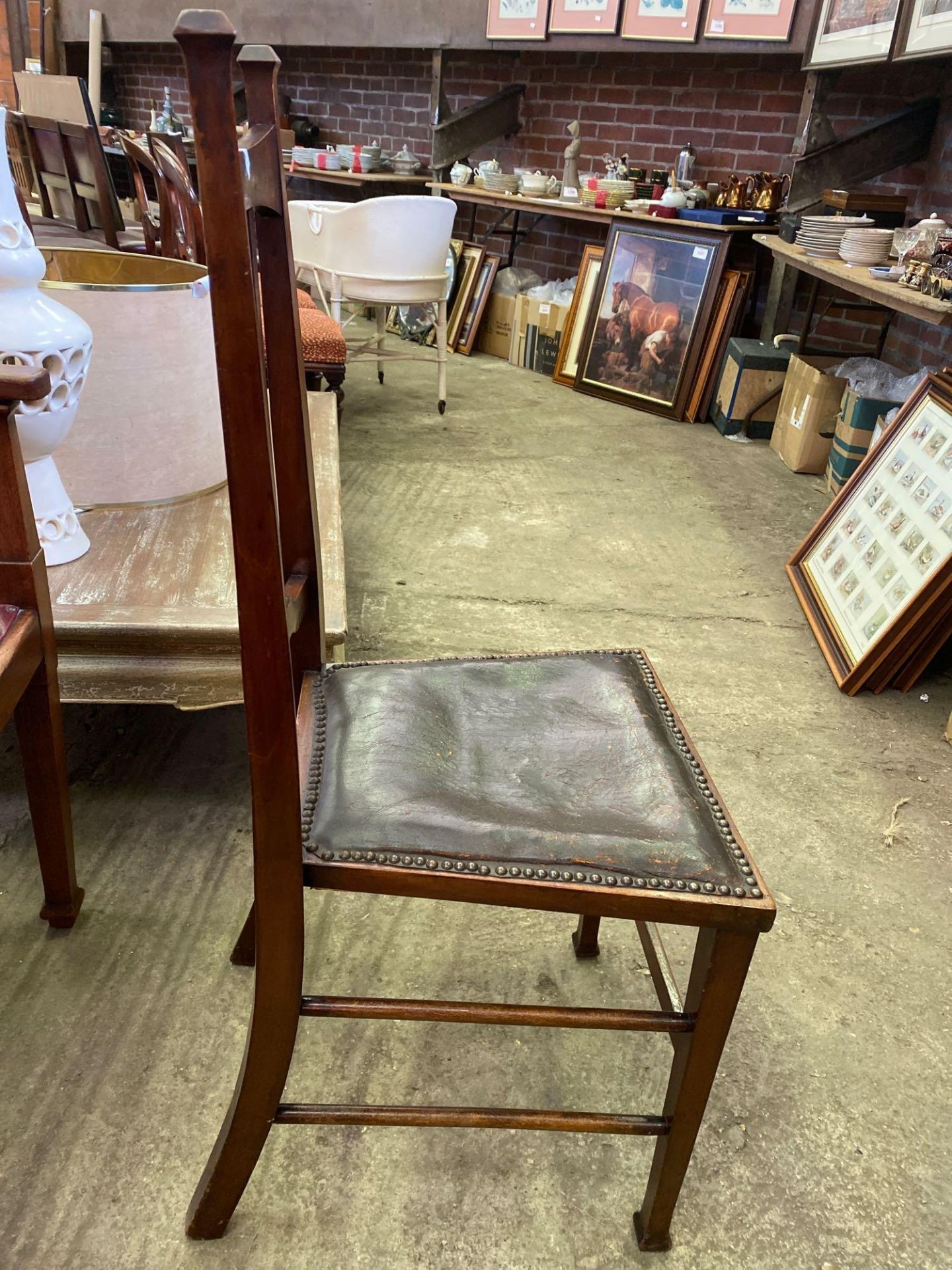 Two Arts and Crafts style hall chairs, together with a mahogany dining chair - Image 7 of 8