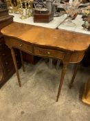 Mahogany veneer serpentine console table