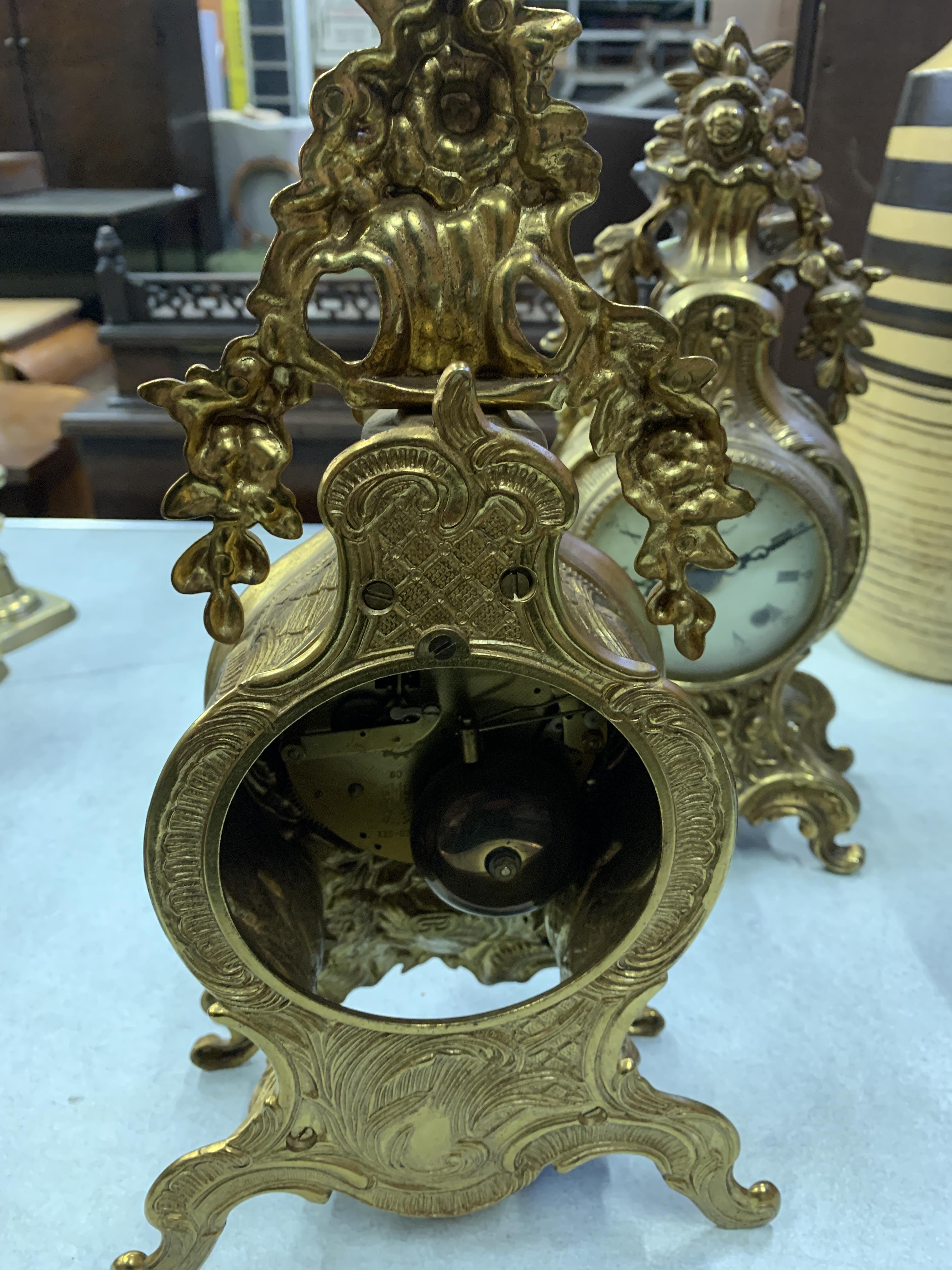 Two gilt brass mantel clocks - Image 6 of 7