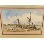 Watercolour by Gerald Edwin Tucker, a watercolour by Peter Knox and 3 prints