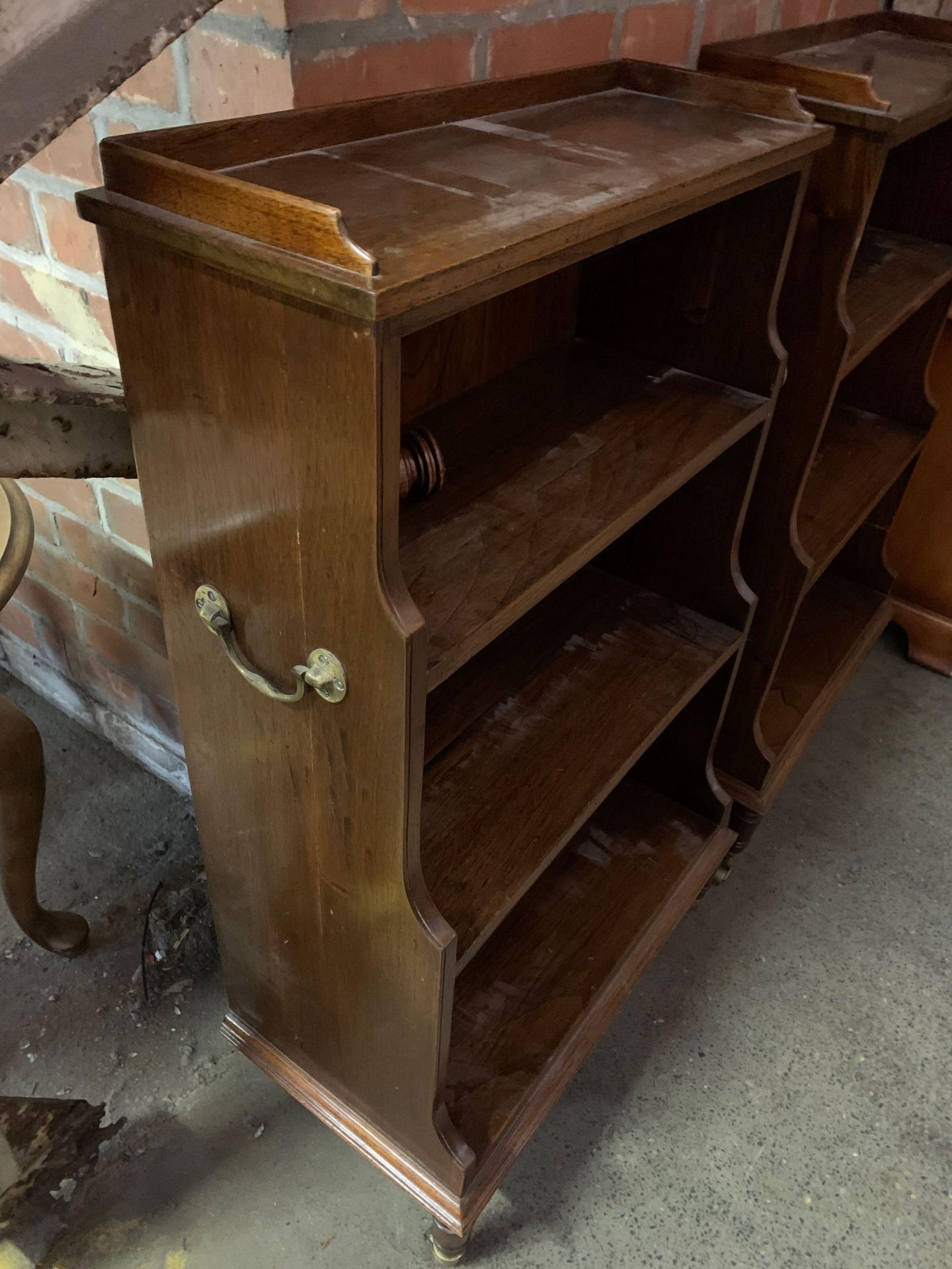 A pair of oak open waterfall bookcases - Image 4 of 4