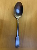 Large Continental white metal serving spoon, tests as silver