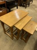 Nest of 3 oak tables