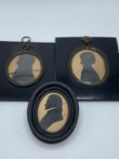 Three 19th century black framed silhouettes